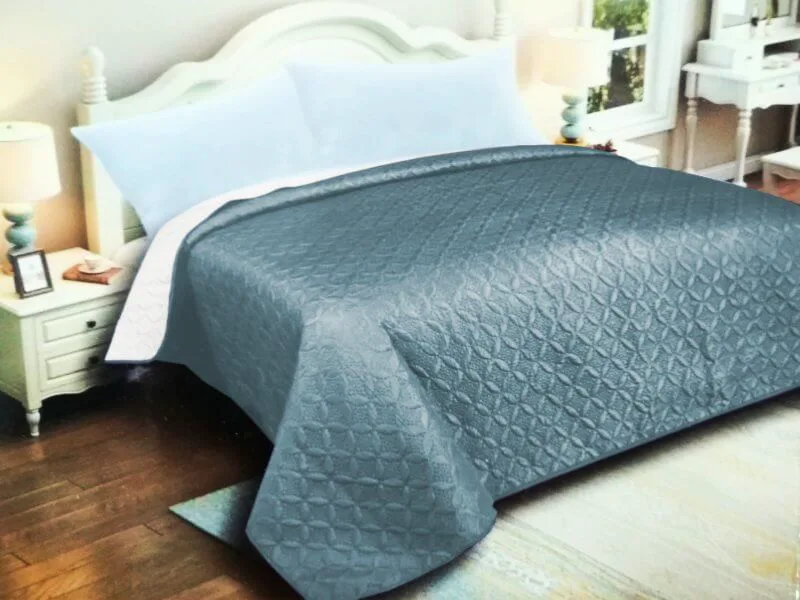 Κουβερλί Μονό Microfiber Διπλής Όψης Ρόμβος Γαρύφαλλο 160x240 - Ανοικτό Γκρι