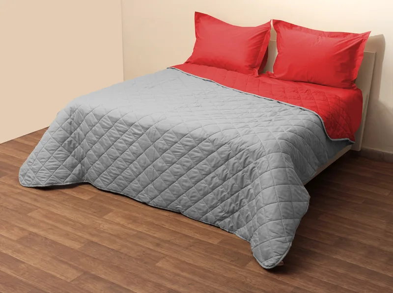 Κουβερτώριο Δίχρωμο Μονό 160x240 Microfiber Γκρι/Κόκκινο