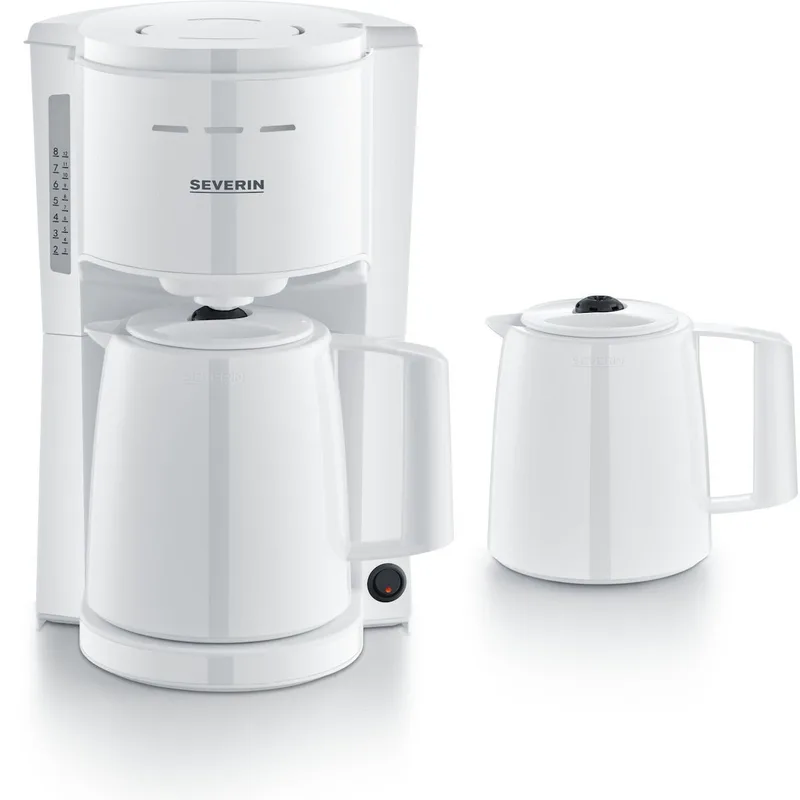 Severin Καφετιέρα Φίλτρου 1000W Με 2 Κανάτες Θερμός White 1Lt.