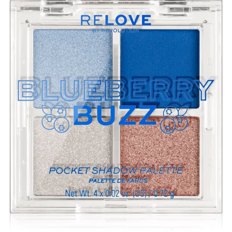 Revolution Relove Pocket Palette Παλέτα σκιών για τα μάτια απόχρωση Blueberry Buzz 4x0.72 γρ