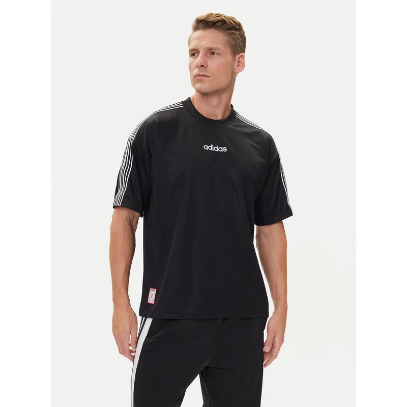 adidas T-Shirt 90s Stripe JX3068 Μαύρο Regular Fit