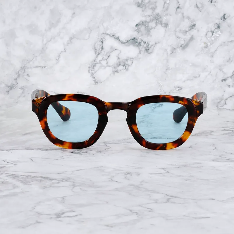ROBIN Tinted Sunglasses | Tortoise | Blue Shades | Explicit Poets Sunglasses