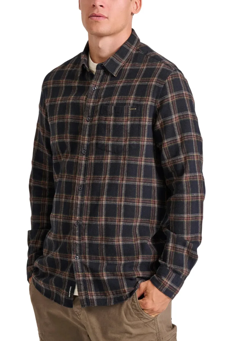 Πουκάμισο Μακρυμάνικο Funky Buddha Flannel Καρό Με Τσέπη FBM010-025-05-BLACK Ανδρικό