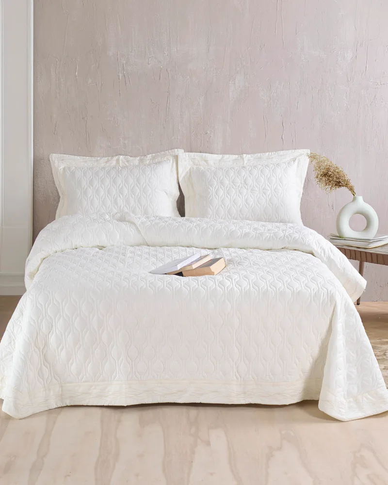 Σετ κουβερλί νυφικό Υ/Δ (235Χ250) ERYNN ECRU, RYTHMOS HOME