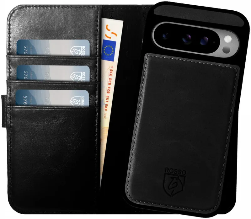 Θήκη Google Pixel 9 Pro XL Κόκκινο Elite Δερμάτινο Πορτοφόλι με MagSafe - Black (8719246461842)
