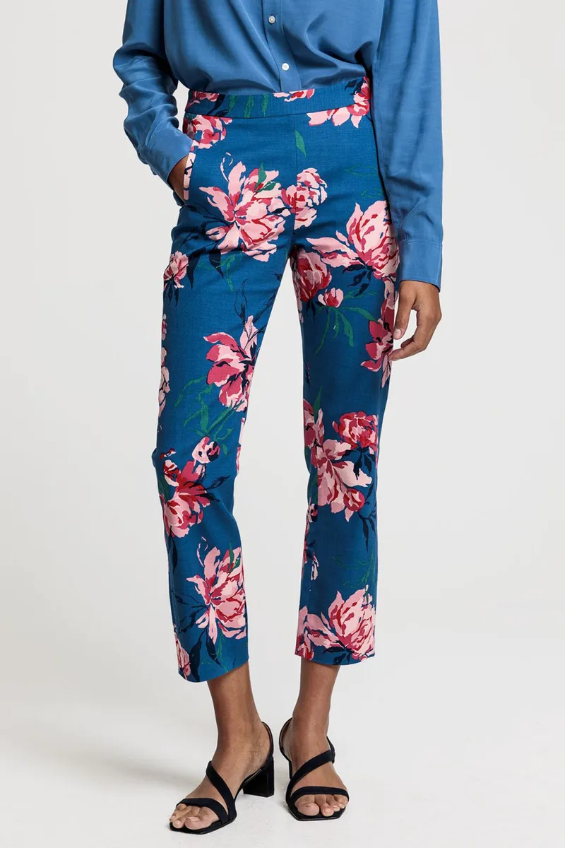 Gant γυναικείο cropped παντελόνι με floral print - 4150125 Μπλε