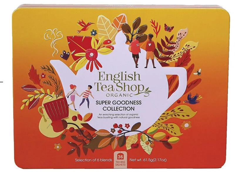 English tea shop Super Goodness Orange Organic Gift Set in una Tin box of 36 bags
