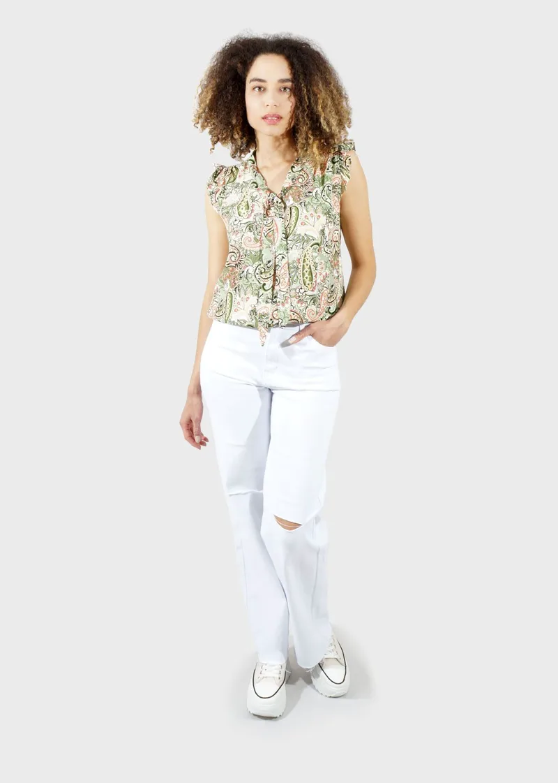 Γυναικεία παντελόνα σκίσιμο jean ελαστικό. Denim Collection. ΛΕΥΚΟ