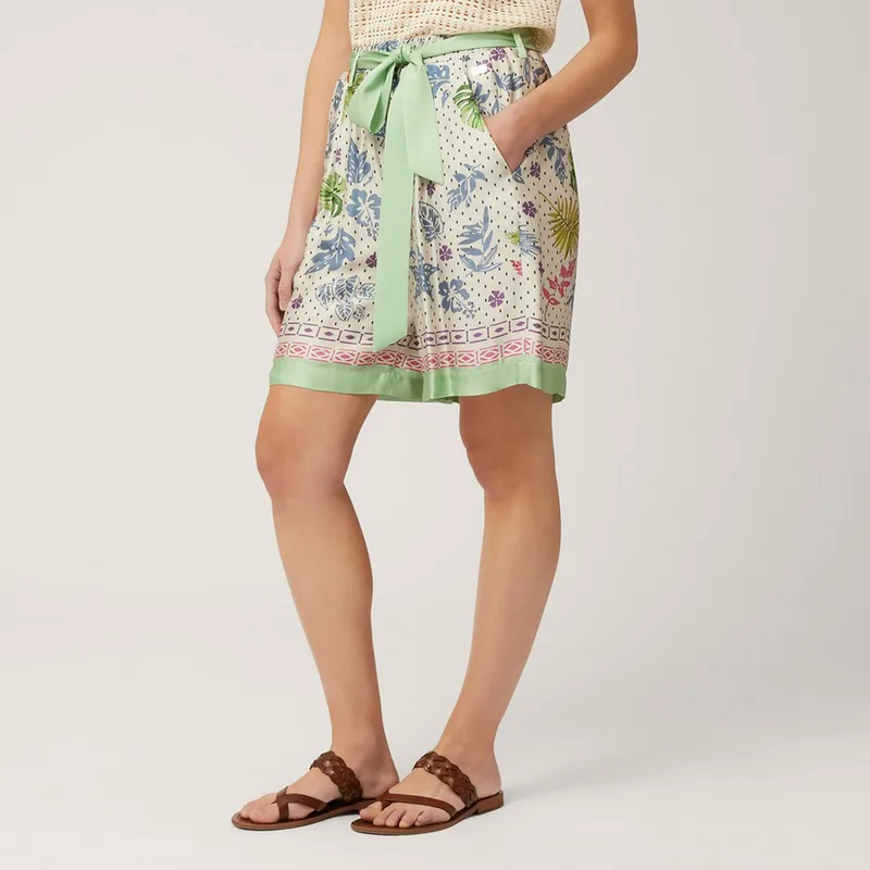 Harmont & Blaine Γυναικείο Σορτς Floral Comfort Fit σε Ανοιχτό Πράσινο