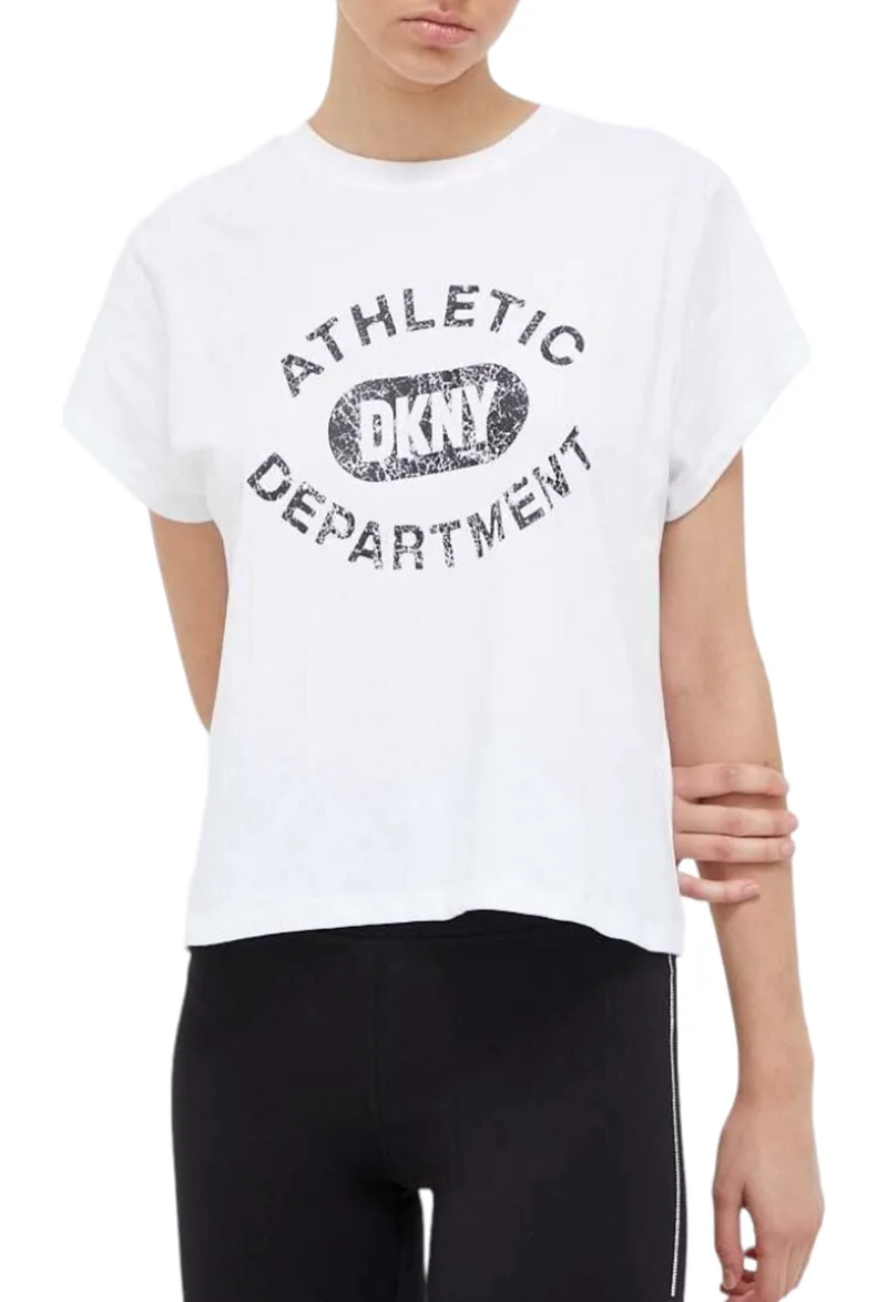 Μπλούζα Κοντομάνικη DKNY Varsity Logo Cropped DP3T9253-WHT Γυναικείο
