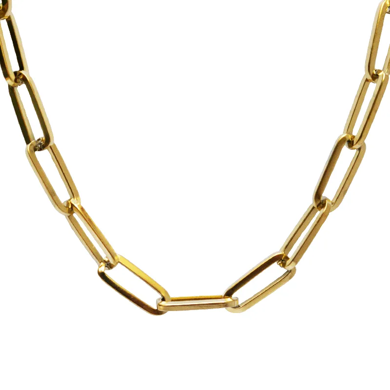 JT Unisex αλυσίδα λαιμού συνδετήρας ατσάλι παχιά Χρυσό