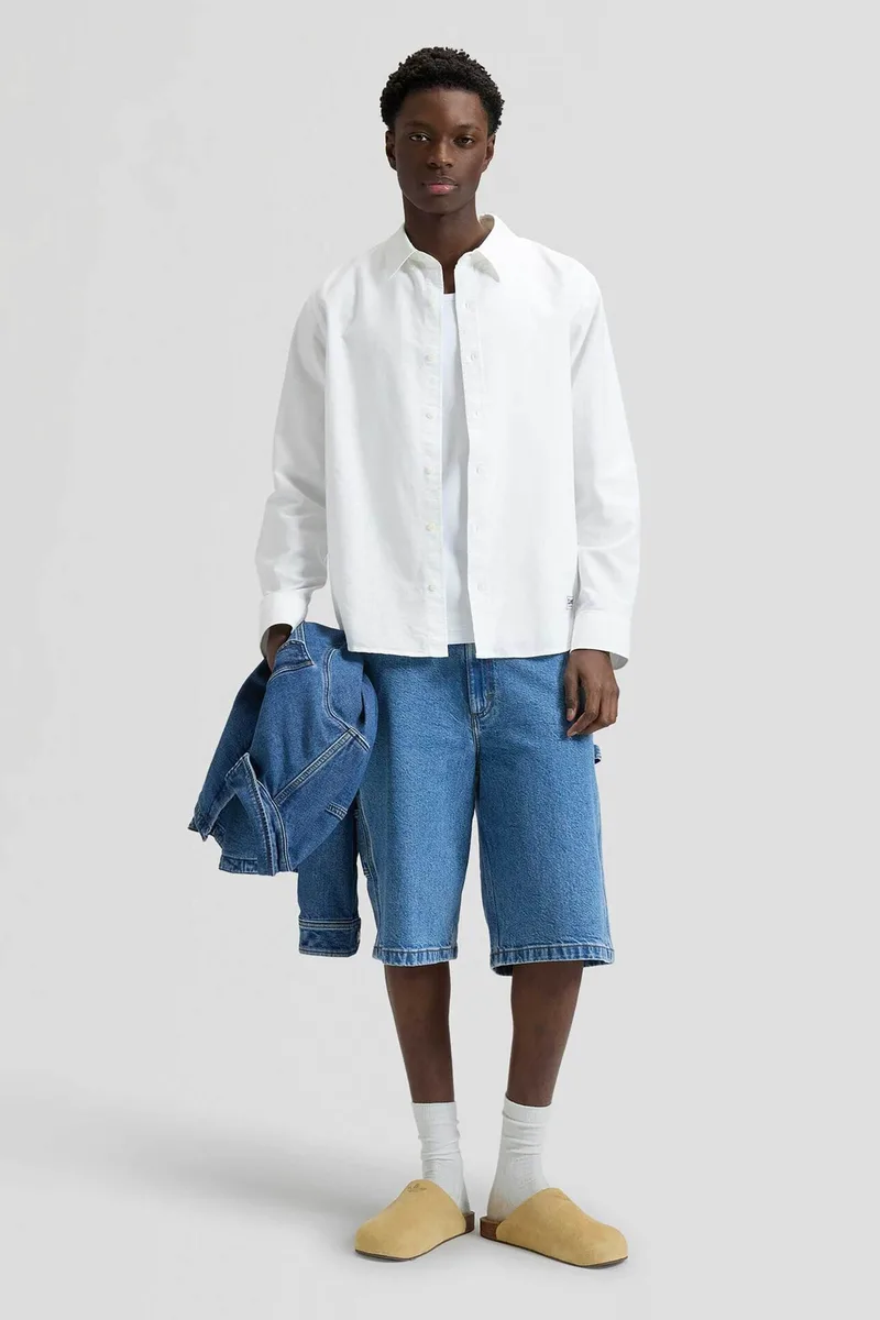 Lee® ανδρική denim βερμούδα με logo patch Regular Fit "Carpenter" - 112377677 Denim Blue