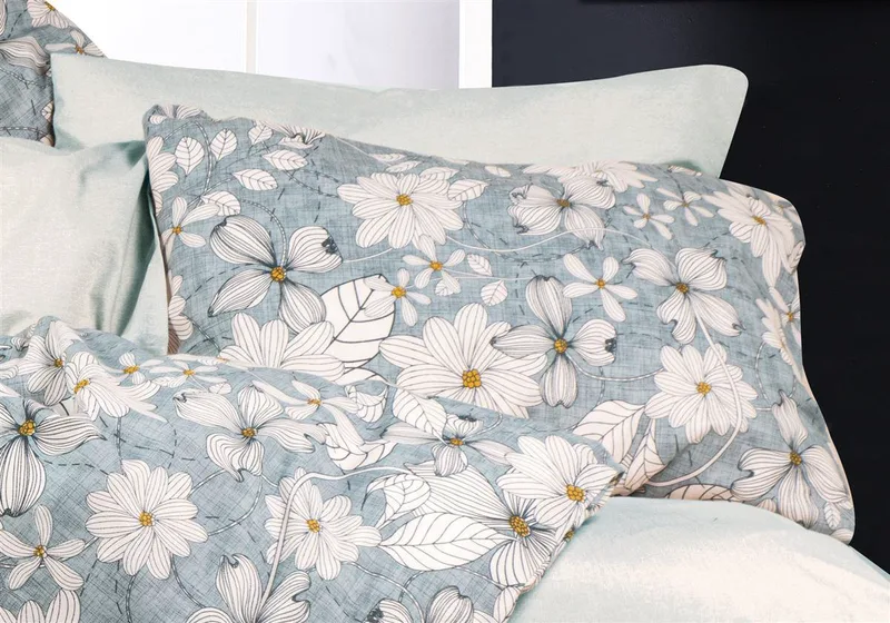 Μαξιλαροθήκη Φάκελος Polycotton 50x70εκ. Ήρα 425 White-Denim Blue DimCol (Χρώμα: Λευκό, Ύφασμα: 70% Βαμβάκι-30% Polyester) - DimCol - 33311647016