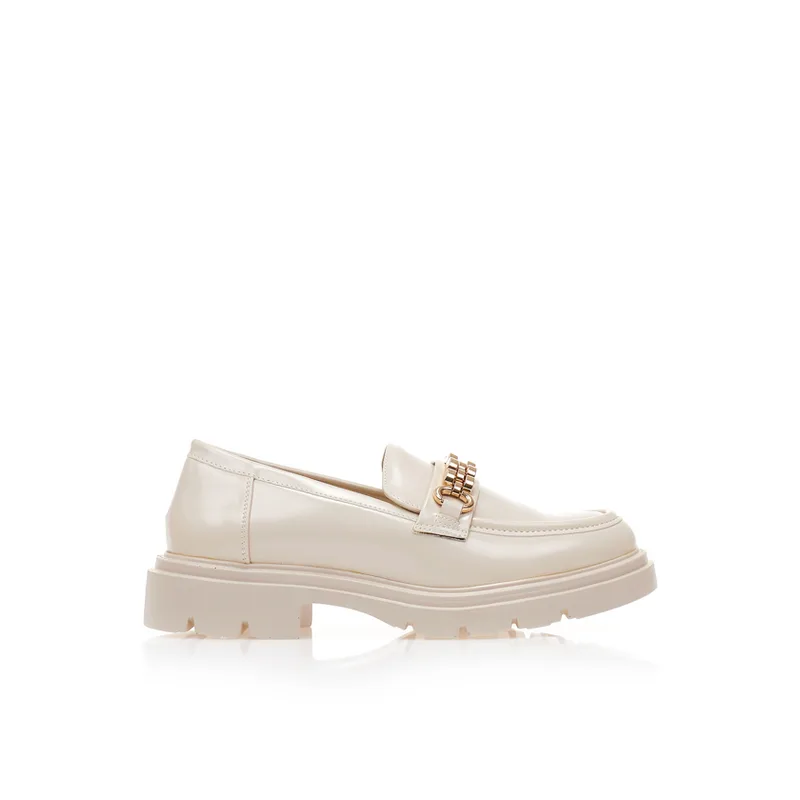 Oxfords μπεζ δερματίνη με χρυσή αγκράφα ΜΠΕΖ