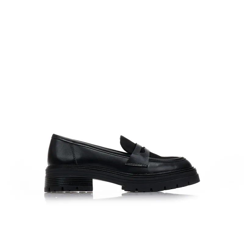 Oxfords μαύρα δερματίνη με σουέτ φάσα ΜΑΥΡΟ