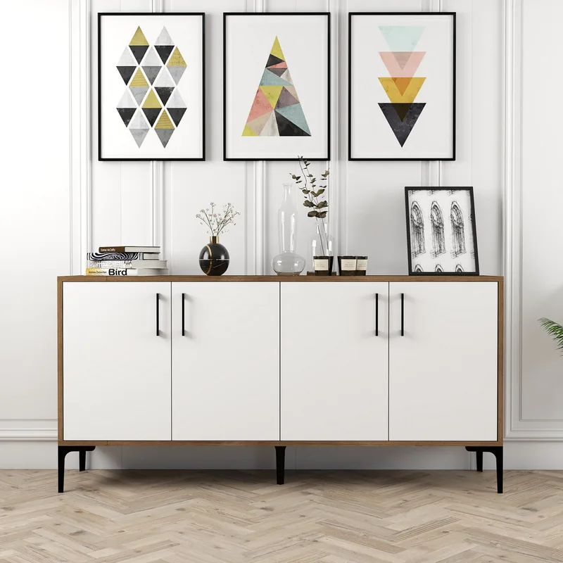 Κονσόλα Kiev 160 - Walnut, White 845Hct5323 (160x78x35)