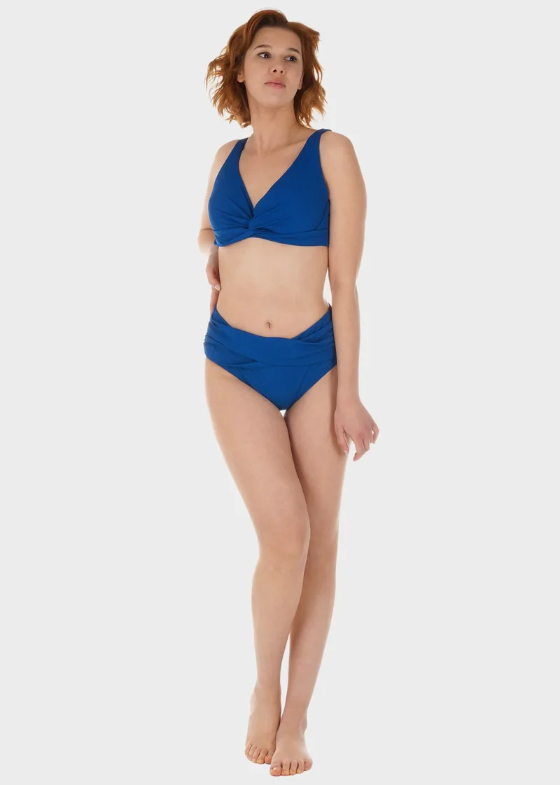 Γυναικείο σετ μαγιό bikini αποσπώμενη επένδυση slip ψηλόμεσο κανονική γραμμή.Καλύπτει D CUP ΜΠΛΕ