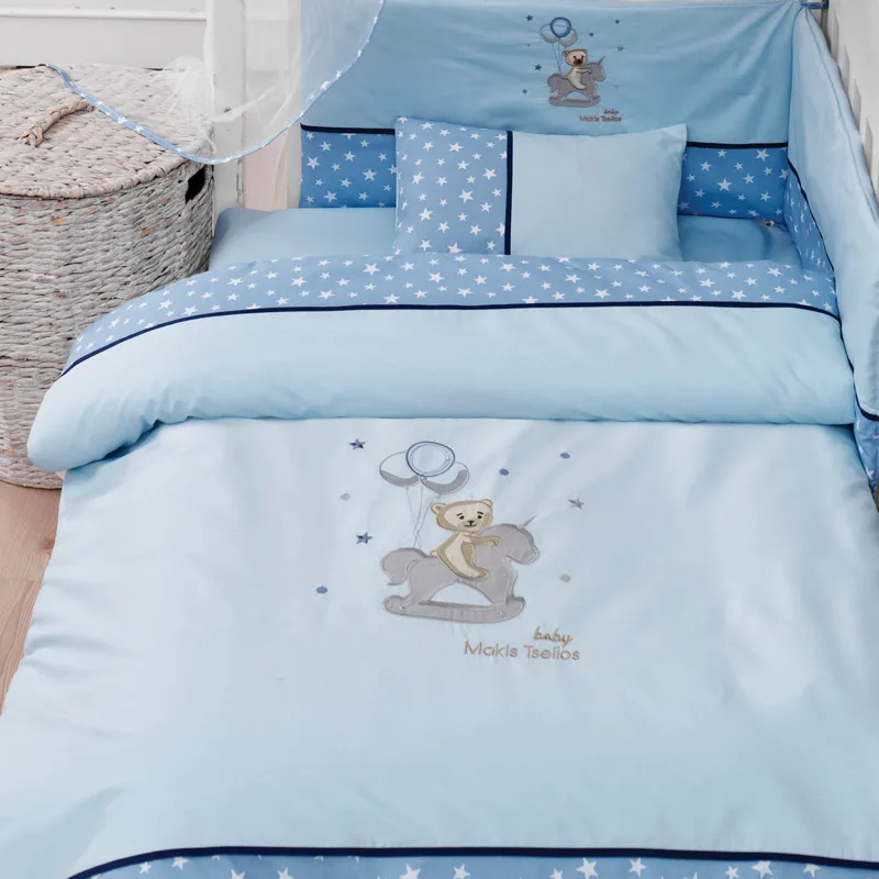 Σετ Προίκα Κούνιας 6τμχ Makis Tselios Game Blue