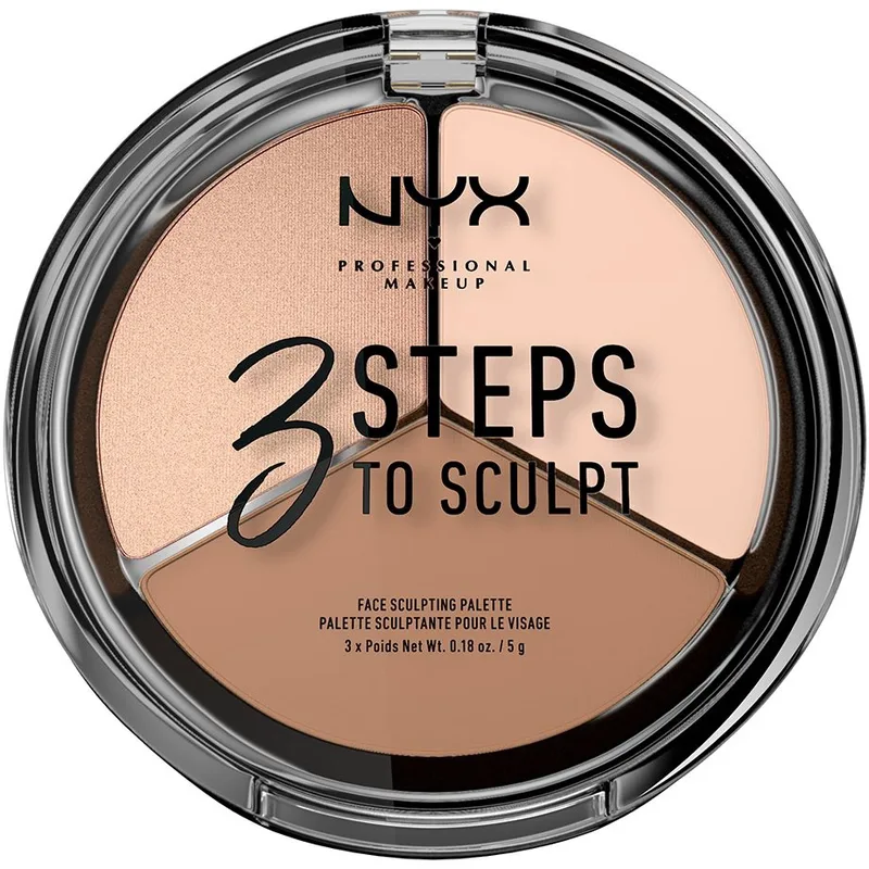 Nyx Professional Makeup 3 Steps to Sculpt Face Sculpting Palette Παλέτα για Γωνίες, Κοψίματα & Φωτοσκιάσεις στο Πρόσωπο 5gr - Fair