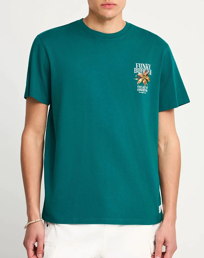 FUNKY BUDDHA T-Shirts FBM013-075-04-Deep Lake Turquoise