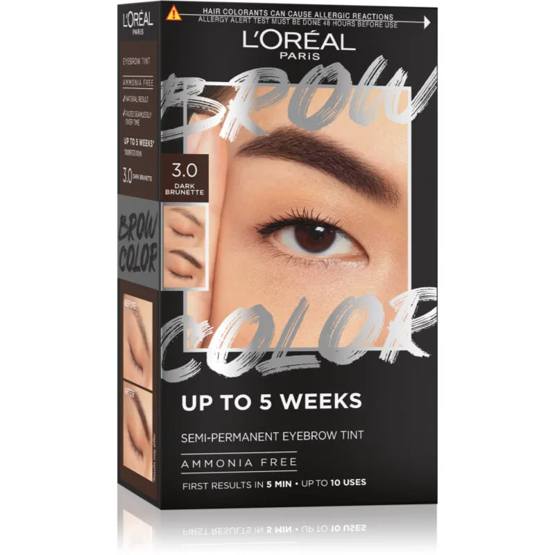 L’Oréal Paris Brow Color βαφή για τα φρύδια απόχρωση 3.0 Dark Brunette 1 τμχ