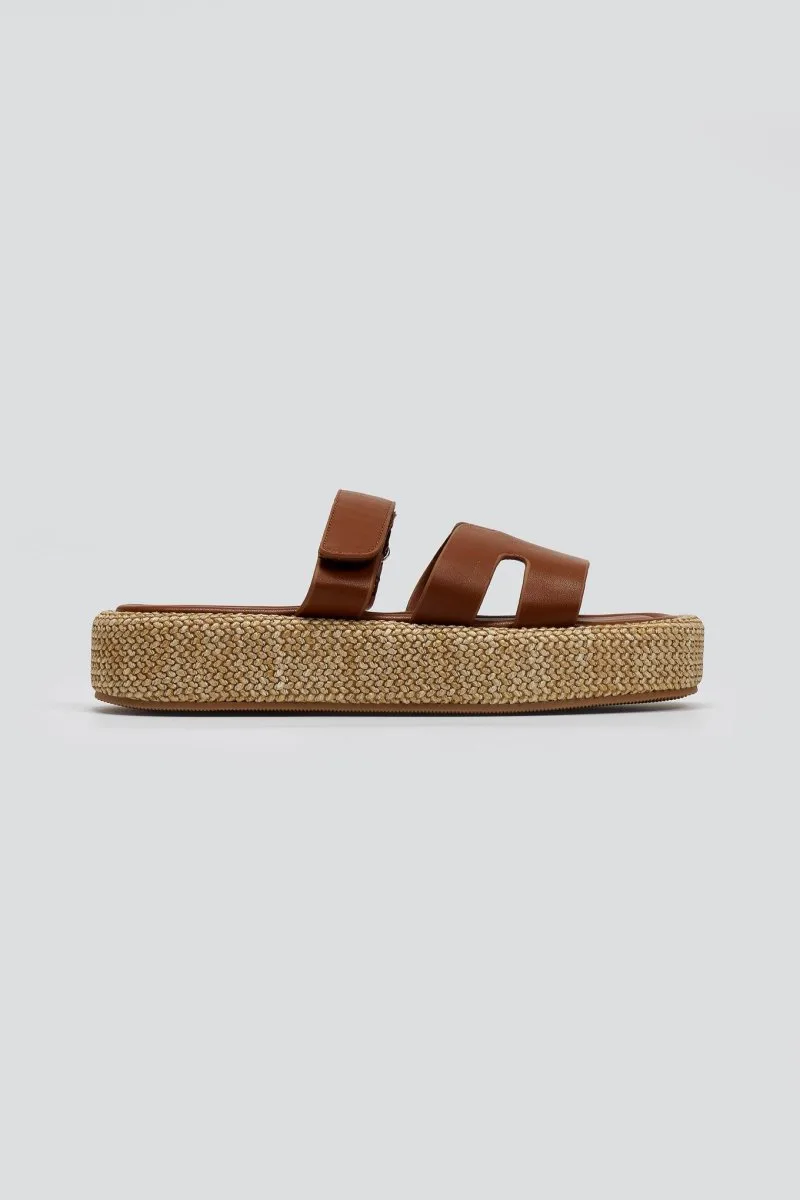 ERYNN Velcro Flatform Sandals - 333-302 - Tan