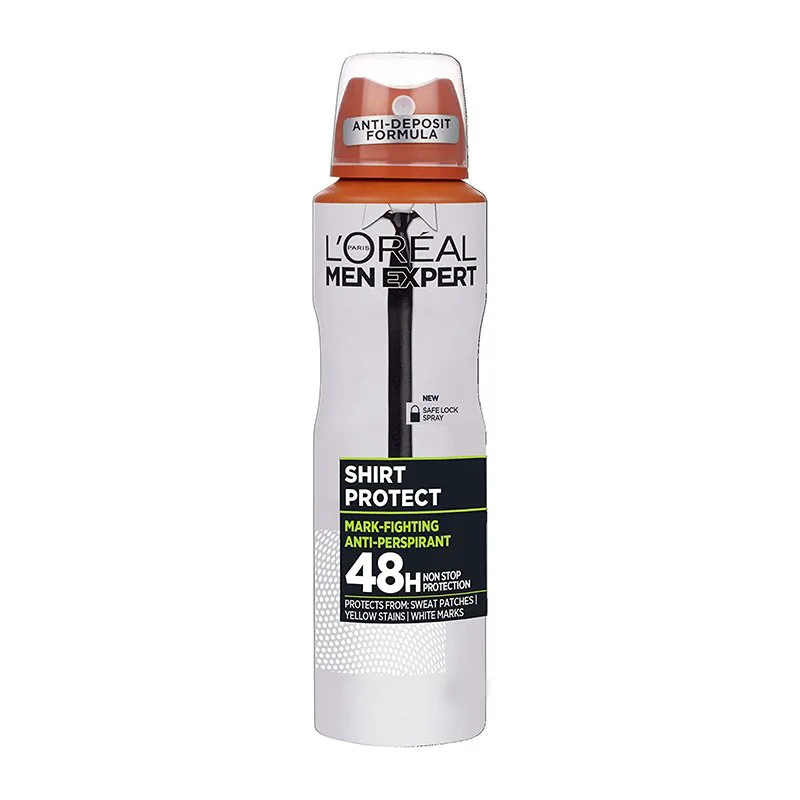 L'Oreal Paris Men Expert Shirt Protect Spray Ανδρικό Αποσμητικό Spray 48ωρης Προστασίας Ενάντια στα Λευκά & Κίτρινα Σημάδια 150ml