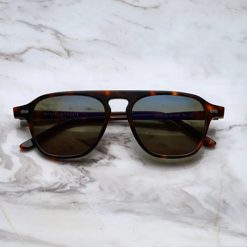 DANIEL Tinted Sunglasses | Tortoise | Green Shades | Explicit Poets Sunglasses