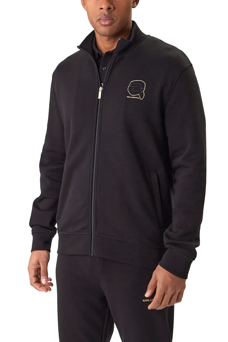 KARL LAGERFELD ΦΟΥΤΕΡ ZIPHOOD GOLD LOGO ΜΑΥΡΟ