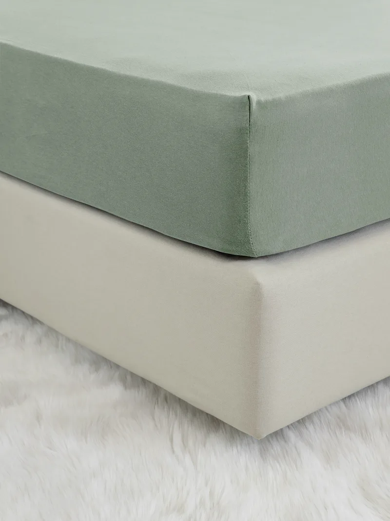 Σεντόνι Ημίδιπλο Jersey με Λάστιχο Nima Tender Rock Green 120x200+40