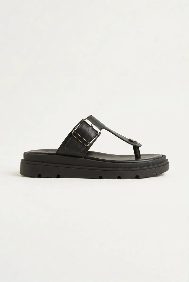 TFP T Strap Sandals Buckle Detail - 540 - Black Matte