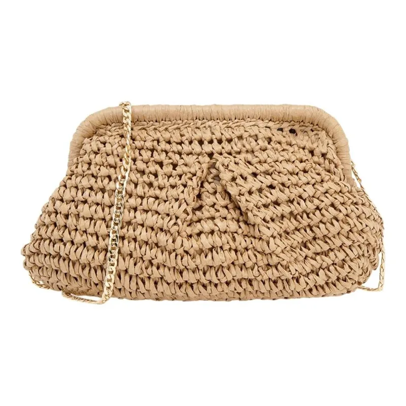 Exe Bags Γυναικεία Τσάντα Φάκελος Clutches Χειρός 700-100 Μπέζ Ψάθα W67001009284