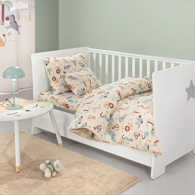 Σεντόνια Κούνιας (Σετ) 115X170 Guy Laroche Bebe Jungle Natural Χωρίς Λάστιχο (115x170)
