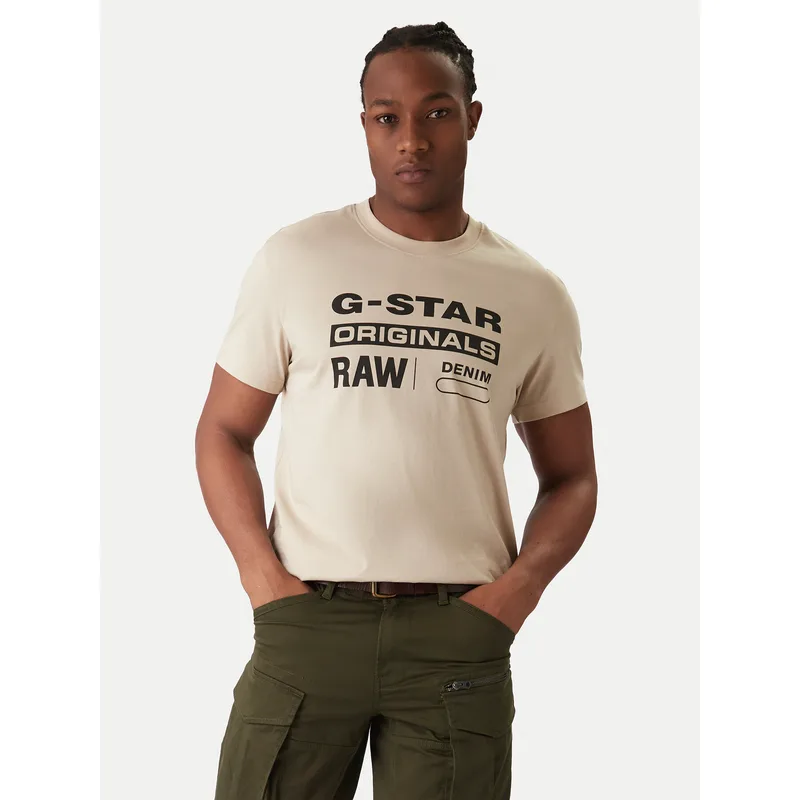 G-Star Raw T-Shirt Originals D25969-C506 1214 Μπεζ Regular Fit