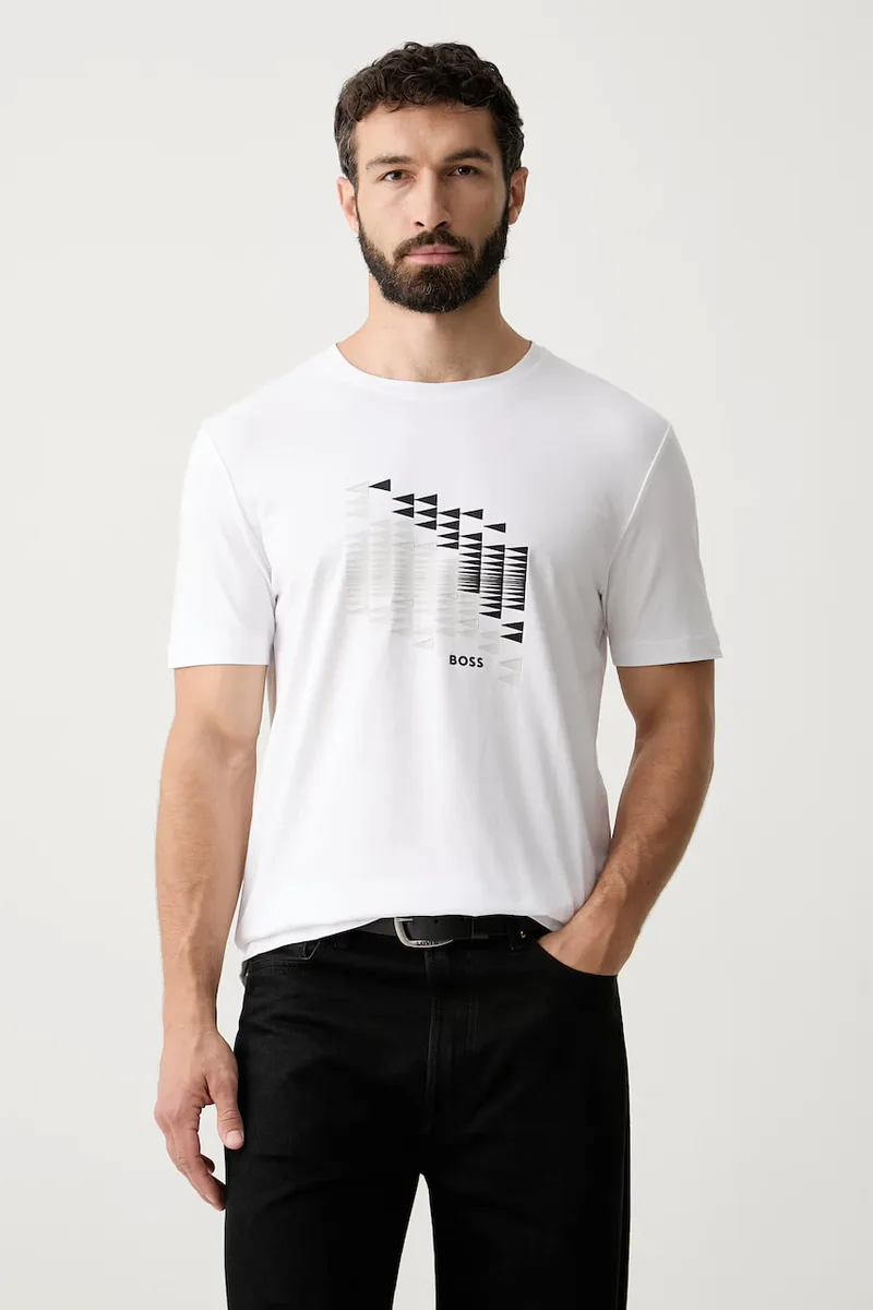 BOSS Green t-shirt ανδρικό με βαμβάκι TS_Network Flag