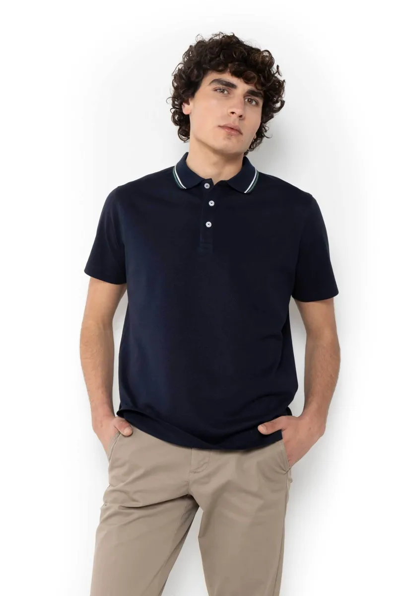 The Bostonians ανδρική μπλούζα πόλο πικέ με waffle pattern Regular Fit - PS1305 Μπλε Marine