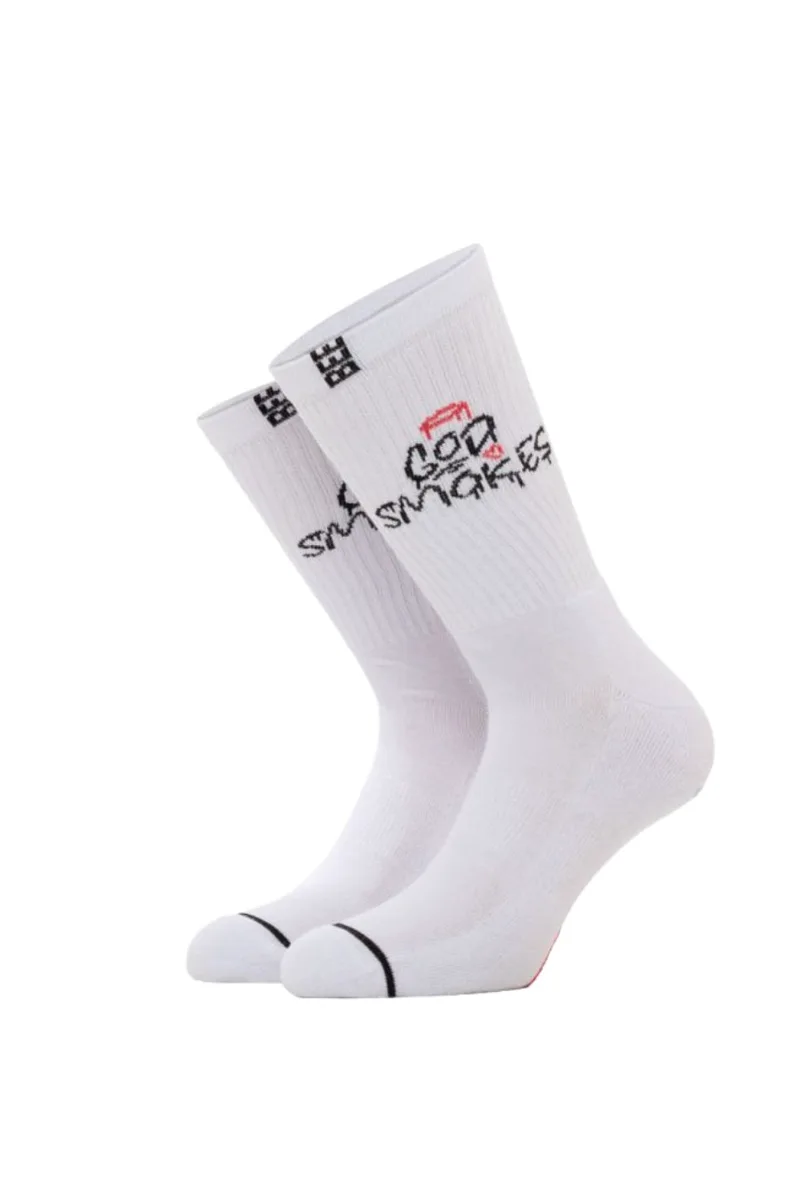 BEE UNUSUAL Κάλτσες GOD SMOKES SOCKS - ΛΕΥΚΟ-AS-250850-WHITE