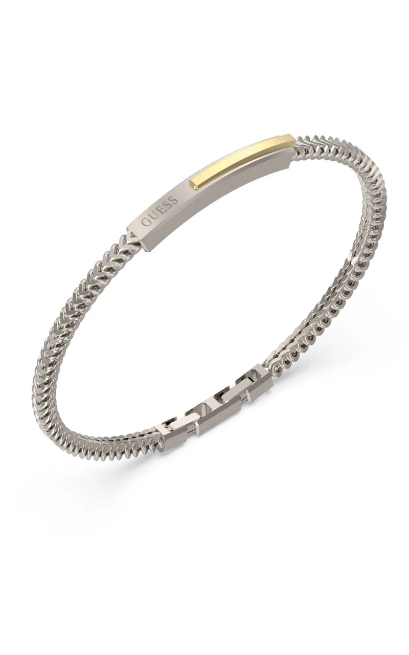 GUESS STEEL GUESS NOIR JUMB05109JWYGSTL Βραχιόλι Ασημένιο Με Λογότυπο