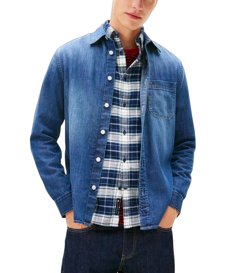 Ανδρικό Τζιν Πουκάμισο Navy Μπλε Tommy Jeans DM0DM22303-1BK