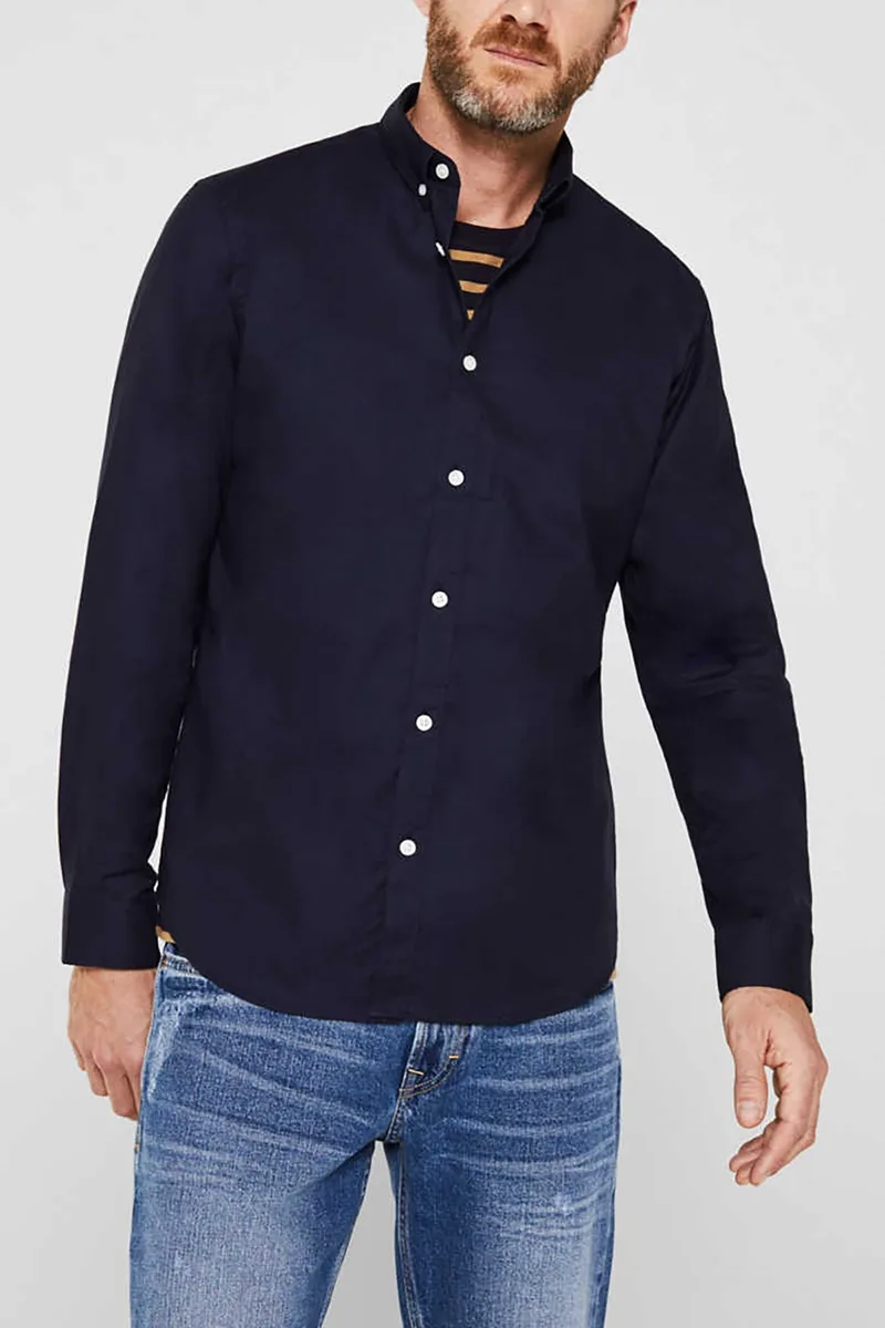 Esprit ανδρικό πουκάμισο με button-down γιακά Oxrford - 010EE2F302 Μπλε Σκούρο