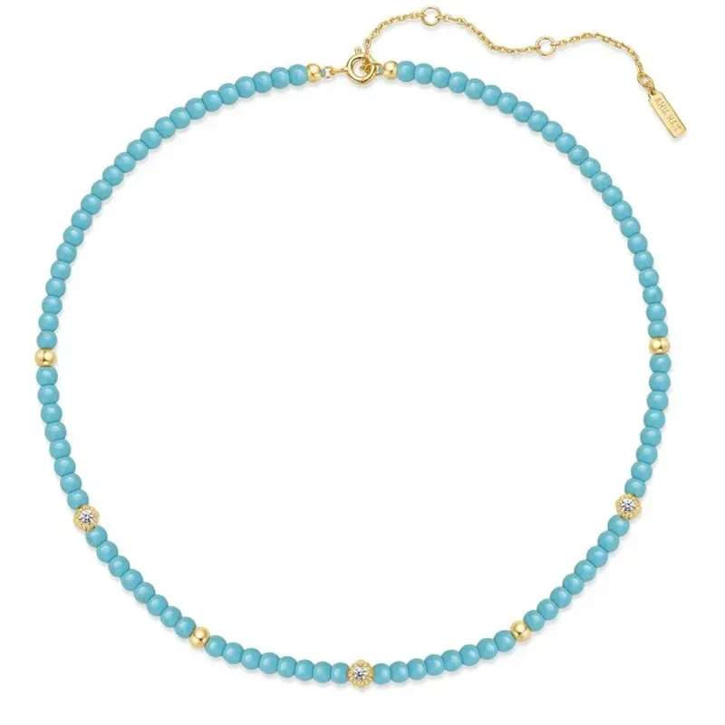 Γυναικείο κολιέ Ania Haie 925 Χρυσό Lab Created Turquoise N063-03G N063-03G Ασήμι