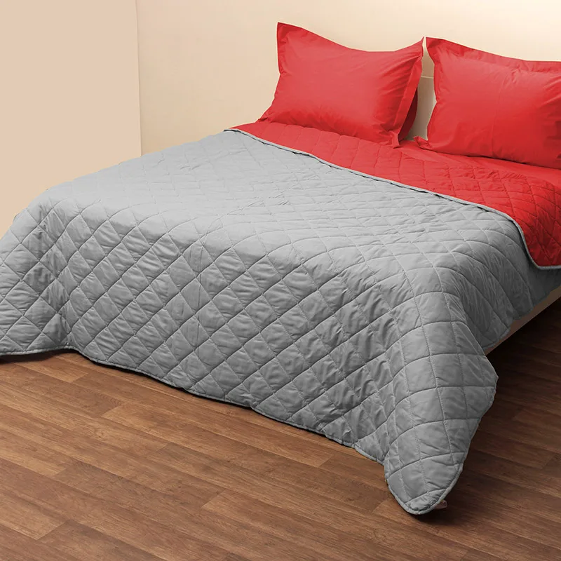 Κουβερλί Υπέρδιπλο 220X240 Viopros Microfiber Γκρι/Κόκκινο (220x240)