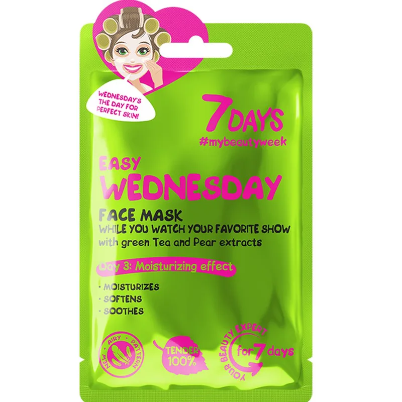 7DAYS Easy Wednesday Day 3 Moisturizing Effect Face Sheet Mask Μάσκα Προσώπου με Εκχύλισμα από Πράσινο Τσάι & Έλαια που Ενυδατώνει, Επαναφέρει την Ελαστικότητα της Επιδερμίδας Προσδίδοντας Αίσθηση Φρεσκάδας 28g