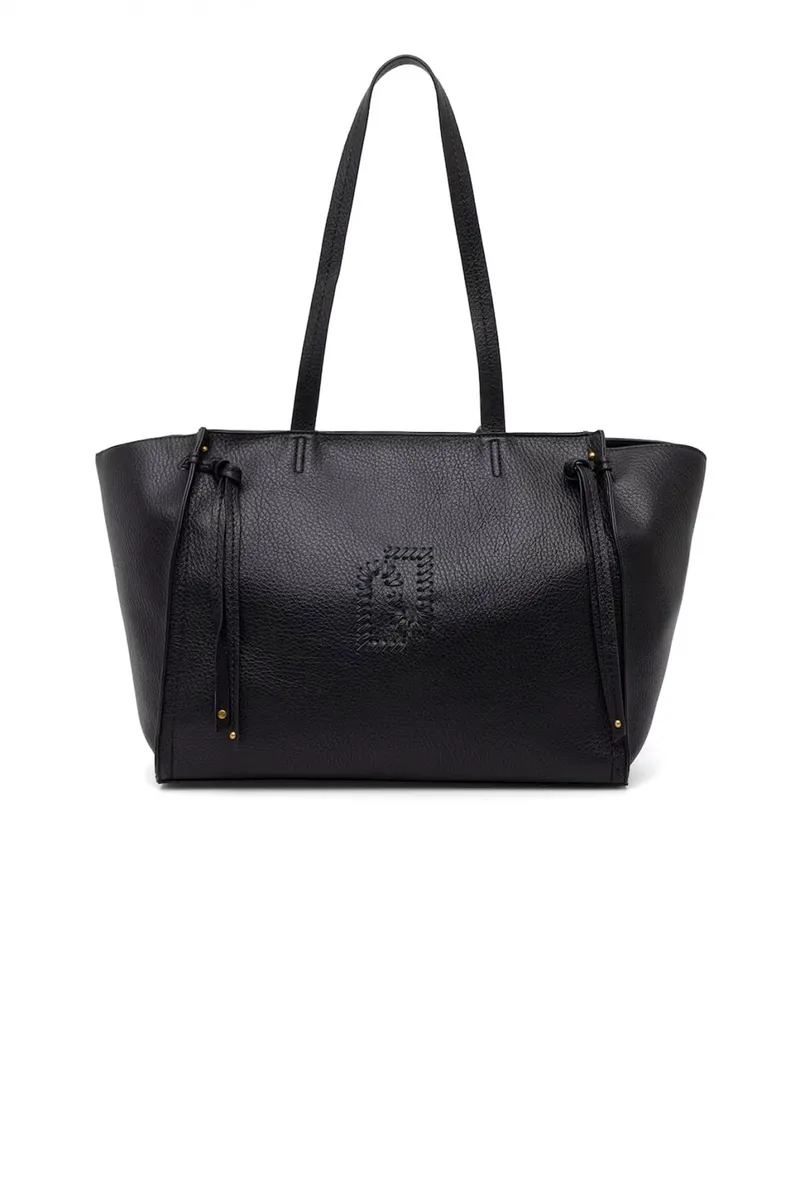 LIU-JO ΤΣΑΝΤΑ ΩΜΟΥ SHOPPER LOGO ΜΑΥΡΟ