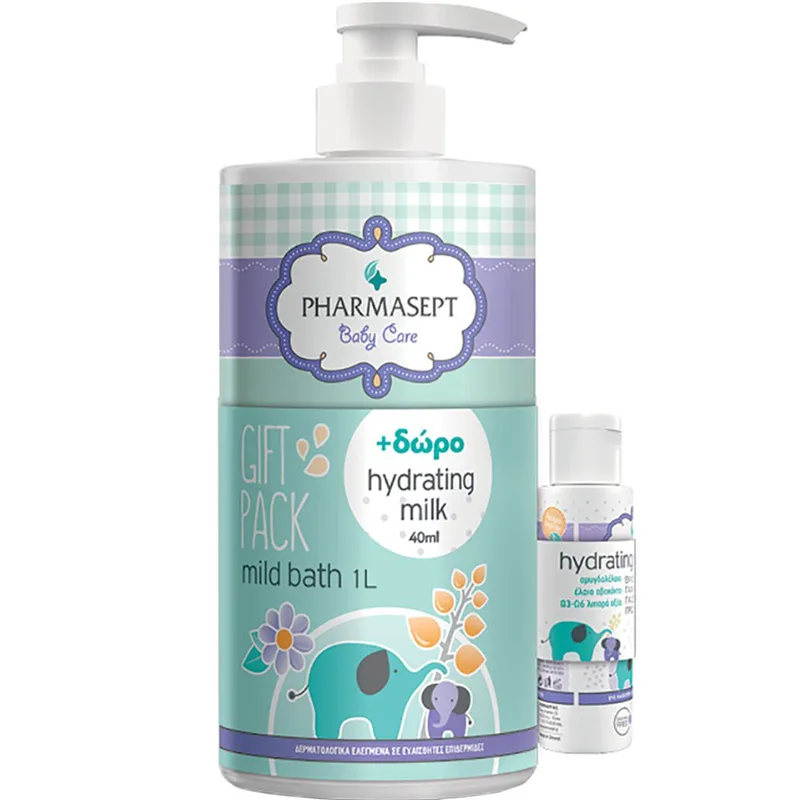 Pharmasept Promo Baby Care Mild Bath 3m+ 1L & Δώρο Hydrating Milk for Body & Face, Sensitive Skin 40ml