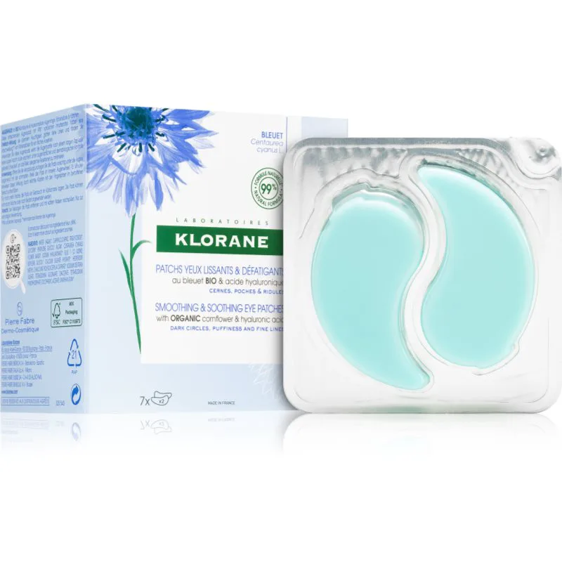 Klorane Cornflower Organic λαμπρυντική μάσκα Γύρω από τα μάτια 7x2 τμχ