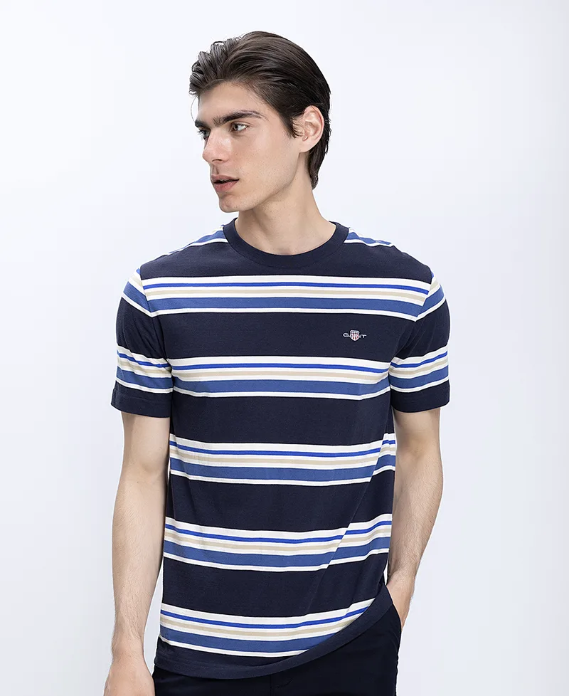 Gant Ανδρικό T-Shirt Βαμβακερό Με Ριγέ Σχέδιο Modern Fit