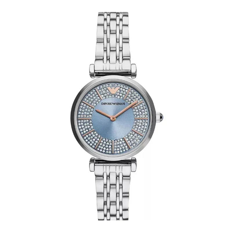EMPORIO ARMANI Gianni T-Bar Crystals Silver Stainless Steel Bracelet 11594