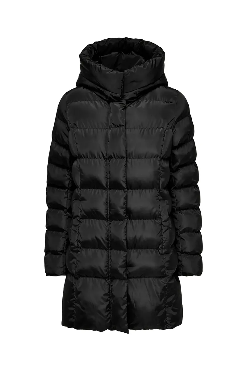 Puffer μπουφάν με κουκούλα σε μαύρο χρώμα