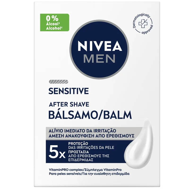 Nivea Men Sensitive After Shave Balm Καταπραϋντικό Βάλσαμο για Μετά το Ξύρισμα για την Ερεθισμένη, Ευαίσθητη Επιδερμίδα & Άμεση Ανακούφιση Χωρίς Οινόπνευμα 100ml